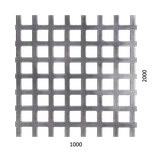 Děrovaný plech 2000x1000x1mm ,čtvercový Fe, otvor: 10x10 mm, rozteč: 15 mm, tl: 1mm