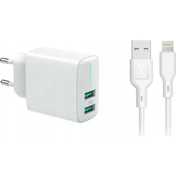 Síťová nabíječka 2x USB 3,4A + kabel pro iPhone 1m
