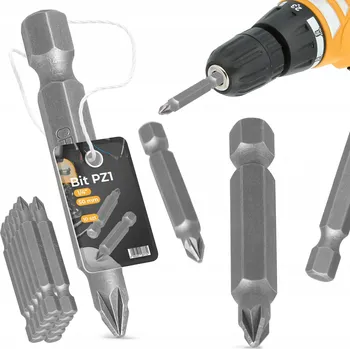 Bit 10x BIT DO ŠROUBOVÁKU PZ1 Pozidriv 50mm MAGNETICKÝ HROT Šroubovací 1/4''