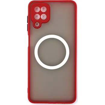 Silikonový kryt s magnetickým kroužkem pro Samsung Galaxy A12 - Červený