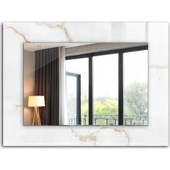 Zrcadlo Dekorativní zrcadlo na zeď s potiskem dekor XXL 80x60 cm Vzor bílý mramor