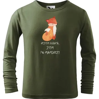 Dětská móda DOBRÝ TRIKO Dětské triko s potiskem dl. rukáv Liška Velikost: 158/12 let, Barva: Khaki