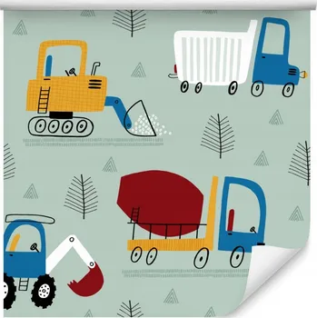 Tapeta Tapeta do dětského pokoje bagry stroje vozidla