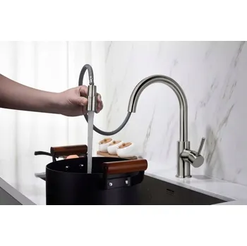 Vodovodní baterie Kuchyňská stojánková baterie Blue Water PLAZA, barva OCELOVÁ stříbrná