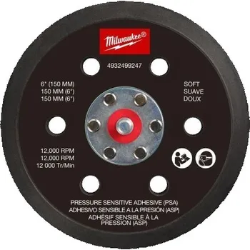 Brusný papír MILWAUKEE Podložka pro excentrickou brusku M12 FUEL™ 150 mm - tvrdá a citlivá na tlak (PSA)