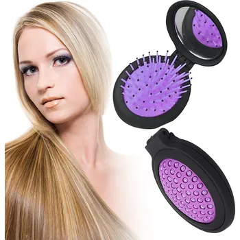 kartáč na vlasy SKLÁDACÍ KARTÁČ NA VLASY SE ZRCÁTKEM CESTOVNÍ KAPESNÍ