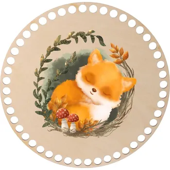 Vánoční dekorace Dřevěné víko na košík - liška Zvolte variantu: 12 cm