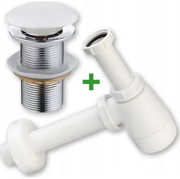 Sifon SADA: ZÁTKA KLIK-KLAK BEZ PŘEPADU KERAMICKÁ Bílá + UMYVADLOVÝ SIFON
