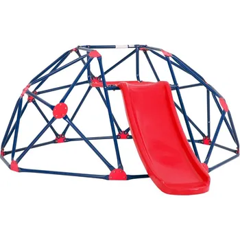 Dětské hřiště Costway Dětská kovová prolézačka se skluzavkou červená