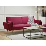 pohovka Tmavě červená třímístná rozkládací do obývacího pokoje s funkcí spaní, měděné nohy v retro stylu Beliani