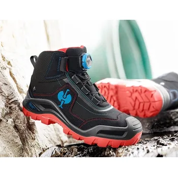 Pracovní obuv Bezpečnostní pracovní obuv ocelové čepice S3 e.s. Kastra II mid velikost 43 černá/ohnivě červená/enciánově modrá Strauss