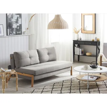 Pohovka pohovka světle šedá rozkládací 3místná s funkcí spaní, skandinávský styl Beliani