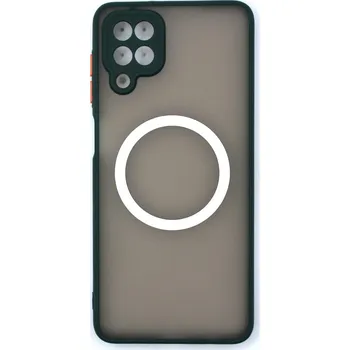 Silikonový kryt s magnetickým kroužkem pro Samsung Galaxy A12 - Tmavě zelený
