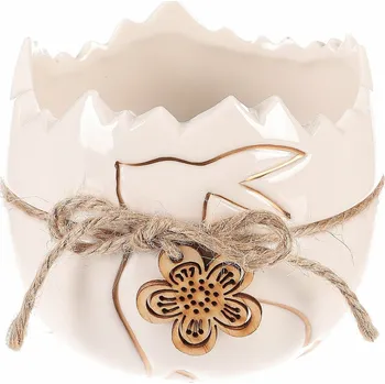 Květináč Autronic Obal keramický - tvar vajíčka, větší, barva bílá - KEO046-L