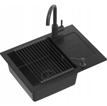 Granitový dřez Jednokomorový granitový dřez Quadron Johnny 116 Pure Carbon, černý