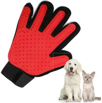 Kartáč pro zvířata Červená gumová rukavice pro psy a kočky DKM na vyčesávání srsti