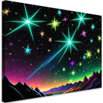 Obraz Obraz na plátně, Polární záře krajina neon 60x40