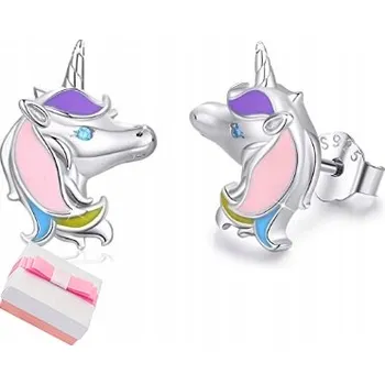 Náušnice STŘÍBRNÉ NÁUŠNICE 925 JEDNOROŽCI PRO DÍVKU
