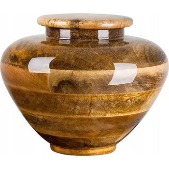 Smuteční dekorace Dřevěná pohřební urna MEDIUM Urna na popel Mango dřevo Kremace