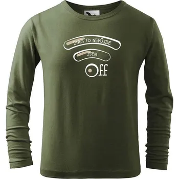 Dětská móda DOBRÝ TRIKO Dětské triko s potiskem Jsem OFF Velikost: 158/12 let, Barva: Khaki