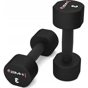 Solidní činky s vroubkovanou ocel rukojetí + polyuretan sada 2 x 3kg HMS