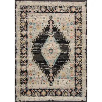 Koberec KOBEREC ORNAMENTOVÝ VZOR VÝCHODNÍ TRADIČNÍ KRÉM ANTRACIT LUCCA 120x170 cm