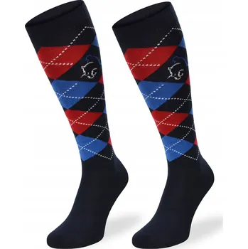 Vybavení pro jezdce Jezdecké podkolenky Comodo SPDJ vel. 31-34 modro-červeno-černé s kosočtverci