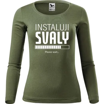 DOBRÝ TRIKO Dámské bavlněné triko Instaluji svaly Velikost: 2XL, Barva: Khaki