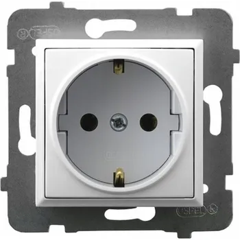 Elektrická zásuvka Ospel Aria Jednoduchá zásuvka s uzemněním Schuko bílá Kontakt GP-1US/m/00