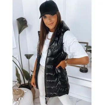 Dámská vesta Černá lesklá vesta s kapucí KENDRA TY2775 Velikost: XL