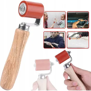 Malířský váleček Přítlačný váleček s dřevěnou rukojetí pro závaží, gumy, lepenky, váleček 40mm gumový