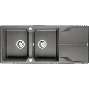 Granitový dřez Dvoukomorový granitový dřez Deante Andante, šedý