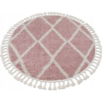 Koberec Koberec MAROKO OBÝVACÍ LOŽNICE TŘÁSNĚ SHAGGY ZYGZAK ETNO růžová kruh 120 cm