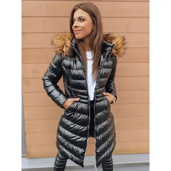 Černá lesklá dlouhá prošívaná bunda PHILA TY3029 Velikost: M