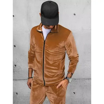 Pánská mikina Karamelová velurová mikina na zip BX5539 Velikost: XL