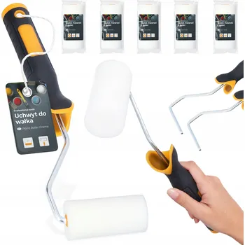 Malířský váleček 5x VÁLEČEK MALÍŘSKÝ Pěnový 10 cm Náhradní Pro Malování Nábytku Houbový + 2x DRŽÁK H0