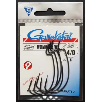 Rybářský háček Spinningové Háčky s protihrotem Gamakatsu WORM OFFSET EWG Black, 5 ks