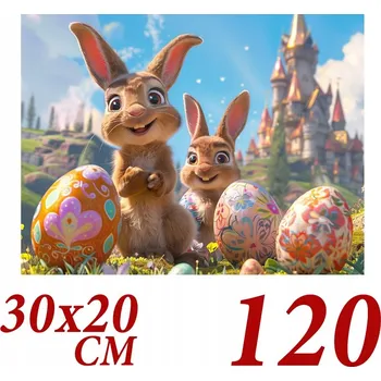 Obraz Velikonoce Puzzle 2 120 dílků 21x29,7 cm Velikonoce zajíček