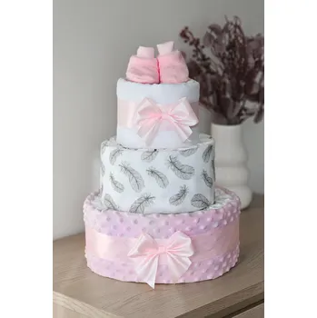 Přebalování Plenkový dort růžové pírko