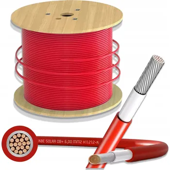 elektrický kabel Przewody solarne 6mm2 červený 100m
