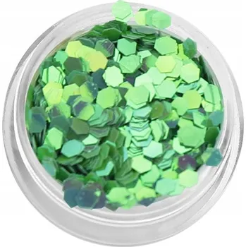 Konfeta Konfety holografické zelené, hexagonální plátky