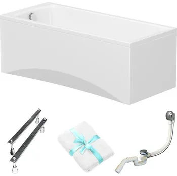 Vana Obdélníková vana Cersanit Korat 170x75 + bílý krycí panel, sifon, nožičky, držák na ručník