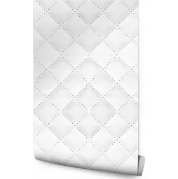 Tapeta Tapeta na zeď do jídelny prošívaná bílá kůže