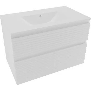 Koupelnový nábytek Koupelnová skříňka 2 zásuvková s umyvadlem Naturel Savona 78x53x44,8 cm bílá lesk SAVONA280BI