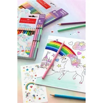 Pastelka Faber Castell Pastelky Unicorn, 10 barev + 3 pastelové barvy, šestihranné, FABER-CASTELL 111219 542748