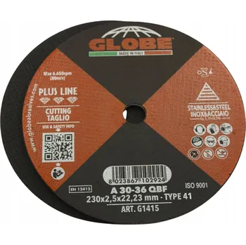 Řezný kotouč Kotouč na řezání oceli GLOBE 230x2,5 INOX