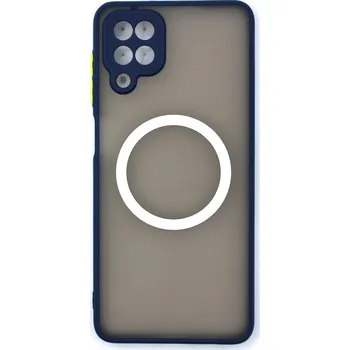 Silikonový kryt s magnetickým kroužkem pro Samsung Galaxy A12 - Modrý