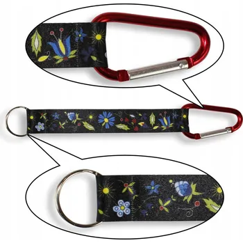 Vodítko pro psa Krátké vodítko s karabinou, folklórní vzor Kašubsko, černé