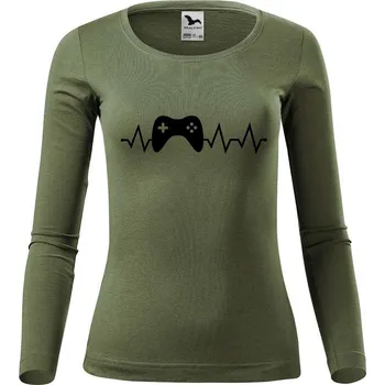 DOBRÝ TRIKO Dámské bavlněné triko Tep gaming Velikost: 2XL, Barva: Khaki