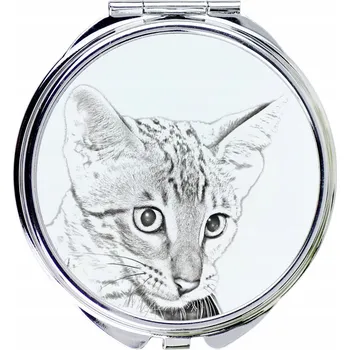 Kosmetické zrcátko Savannah - kapesní zrcátko s kočkou, personalizované zrcátko do kabelky